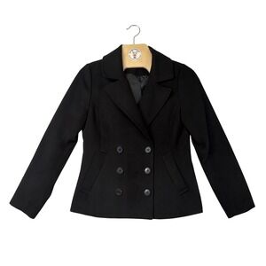 H&M Divided Black Double Breasted Pea Coat Women's Size 6 Short Classic Jacket